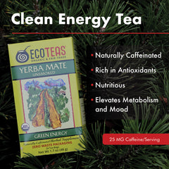 Organic Yerba Mate - Unsmoked - 24 Unwrapped Tea Bags