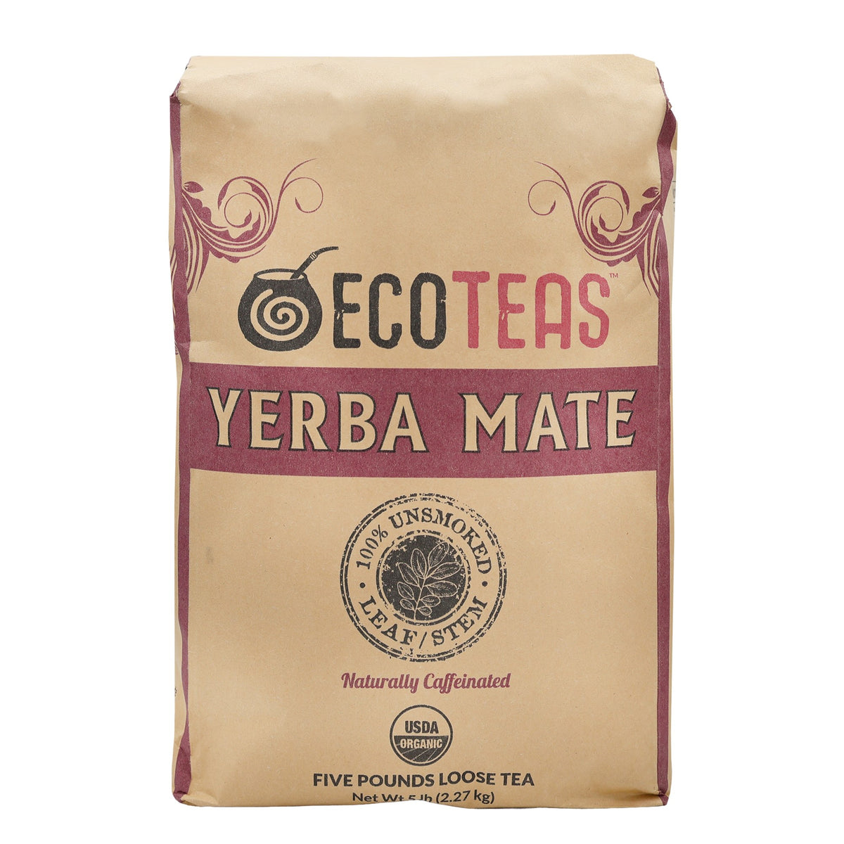 Yerba mate - 5 lbs loose, organic, unsmoked, leaf/stem